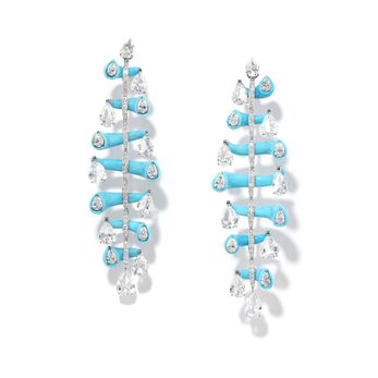 Earrings with turquoise and diamonds in white gold