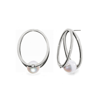 Pearl Oasis earrings with Akoya pearls in 18k white gold