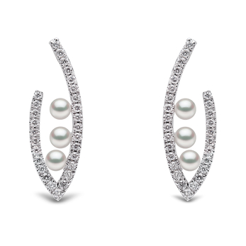 Earrings from the Yoko London Sleek Collection with Japanese Akoya pearls and diamonds in 18k white gold