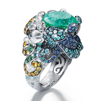 Giampiero Bodino Tesori del Mare ring from the Mediterranea collection topped with a 11.42cts Paraíba tourmaline
