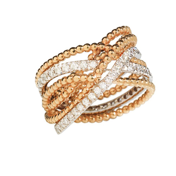Utopia 'Arpeggio' ring with diamonds in white gold, rose gold and yellow gold