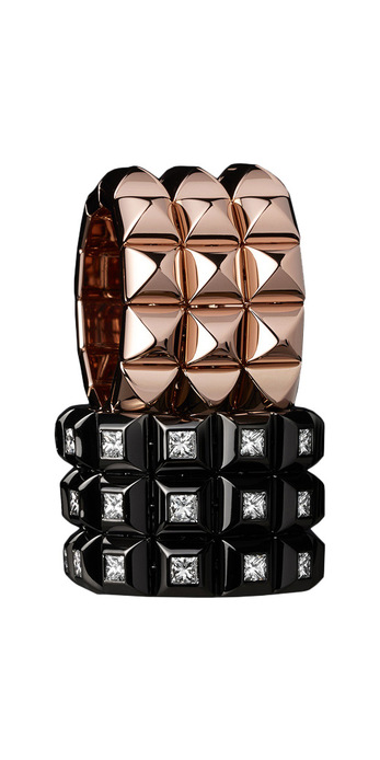 Baenteli 'Pyramides' rings in rose gold, and with diamonds 