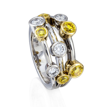 Кольцо Boodles Raindance из 18К белого и желтого золота с желтыми и бесцветными бриллиантами