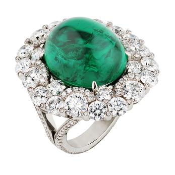 Faberge emerald and diamond ring