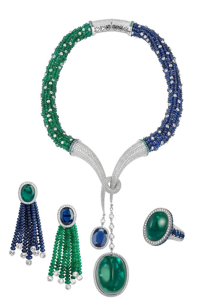 Avakian emerald and sapphire jewellery set
