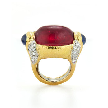 David Webb ruby, sapphire and diamond ring