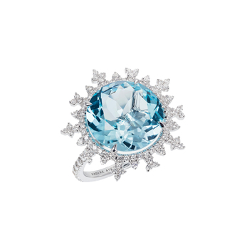 Nadine Aysoy 'Tsarina Ice Flake' Ring in white gold with 6.75ct topaz and 0.65ct diamonds 