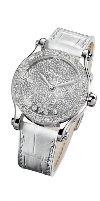Часы Chopard 'Happy Snowflakes' с перламутром и бриллиантами