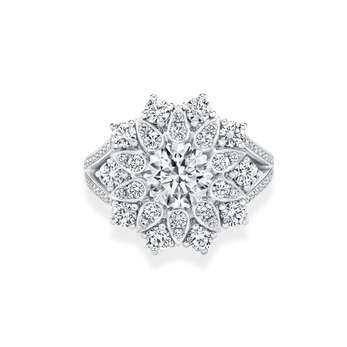 Harry Winston Lotus Cluster ring with diamonds set in platinum