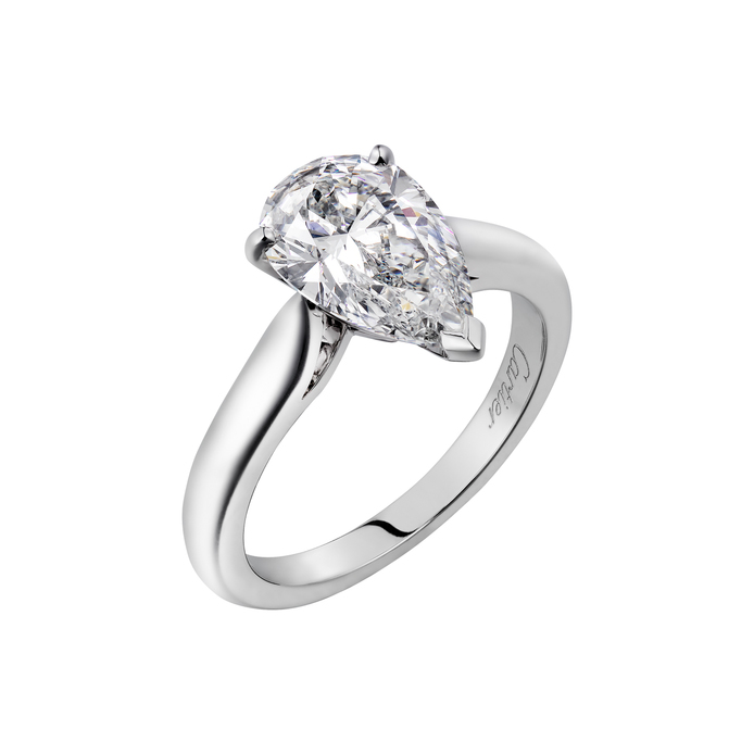 Cartier ‘1895’ pear cut diamond solitaire ring in platinum