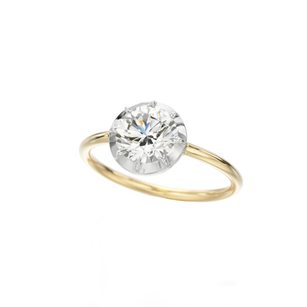 Jessica McCormack 'Button Back' 1ct solitaire ring with 18k white gold setting and 18k yellow gold shank 