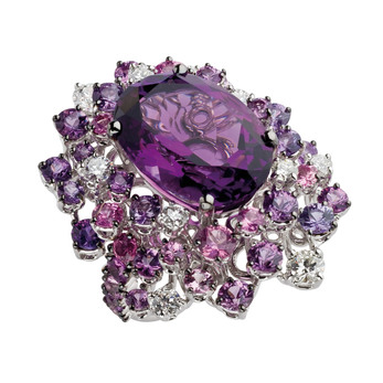 Damiani 'Anima' collection masterpiece ring in 18k white gold with amethysts and diamonds
