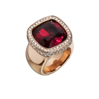 Philippe Pfeiffer ring with 17.35ct rubellite, set in red gold and 114 brilliant cut 2.27ct diamonds