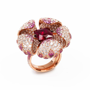 Glenn Spriro 'Reveal' ring set with diamonds, rubies and pink sapphires
