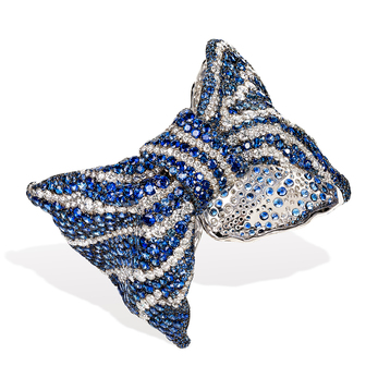 'Bow' cuff in diamonds and sapphires
