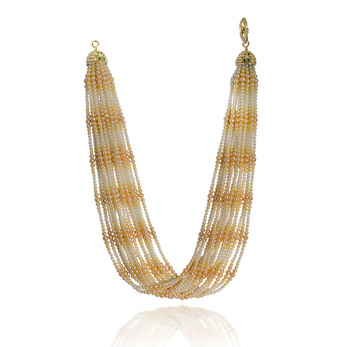 'Twist' necklace in gradating white and yellow Akoya pearls 