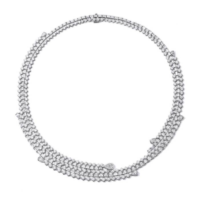 'Storm' necklace from the 'Iced Zeit' collection in baguette cut, brilliant cut and pear cut diamonds 