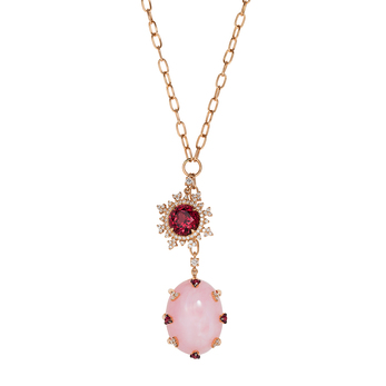 'Tsarina' pendant necklace with rhodolite garnet, chalcedony and diamonds in 18k rose gold