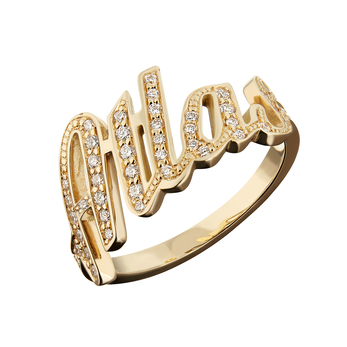 'Atlas' personalised ring with diamonds and 18k yellow gold
