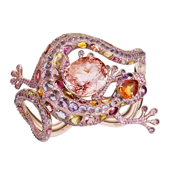 'Gecko' bracelet with 32.69ct pink tourmaline, citrine, amethyst and pink sapphire in 18k rose gold