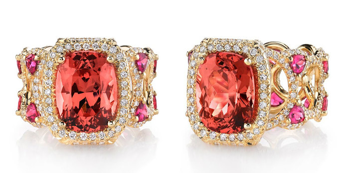 'Sayeda' ring with 5.49ct spinel, pink tourmaline and diamonds in 18k yellow gol
