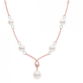 'Kailis' necklace with Argyle pink diamonds, colourless diamonds and pearls in 18k white gold