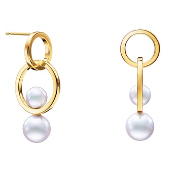 'Cosmic' earrings with Akoya pearls in 18k yellow gold