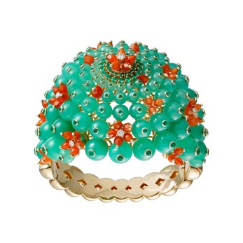 'Cactus de Cartier' cuff  with chrysoprase, emerald, diamond and carnelian in 18k yellow gold